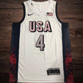Men’s 2024 Olympics Team USA #4 Curry White Jersey
