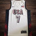 Men’s 2024 Olympics Team USA #7 Durant White Jersey
