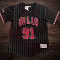 Men’s Chicago Bulls #91 Rodman Stripe Short Sleeve Jersey