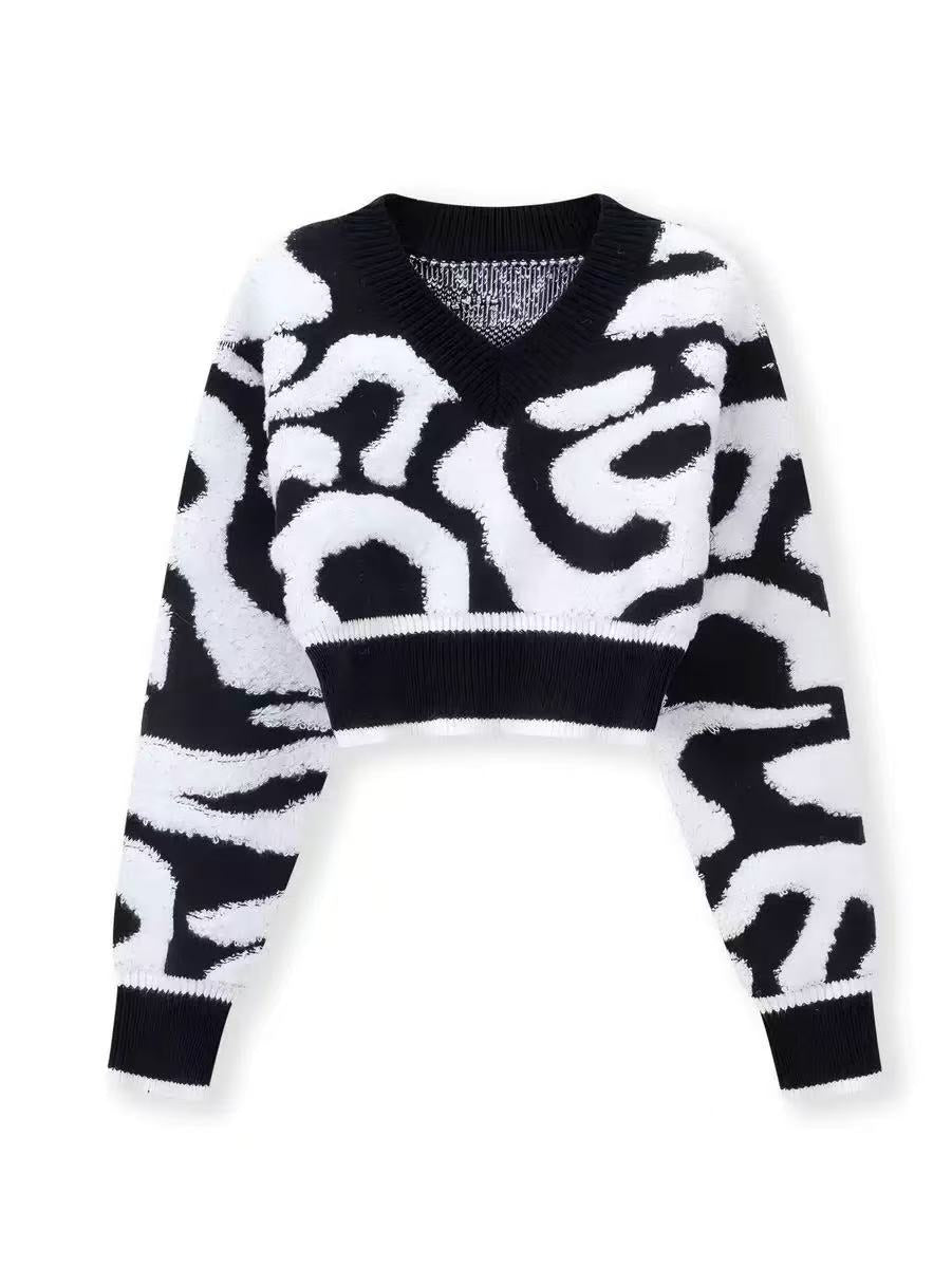 Sweet and Stylish High-Waisted V-Neck Knit Top for Women