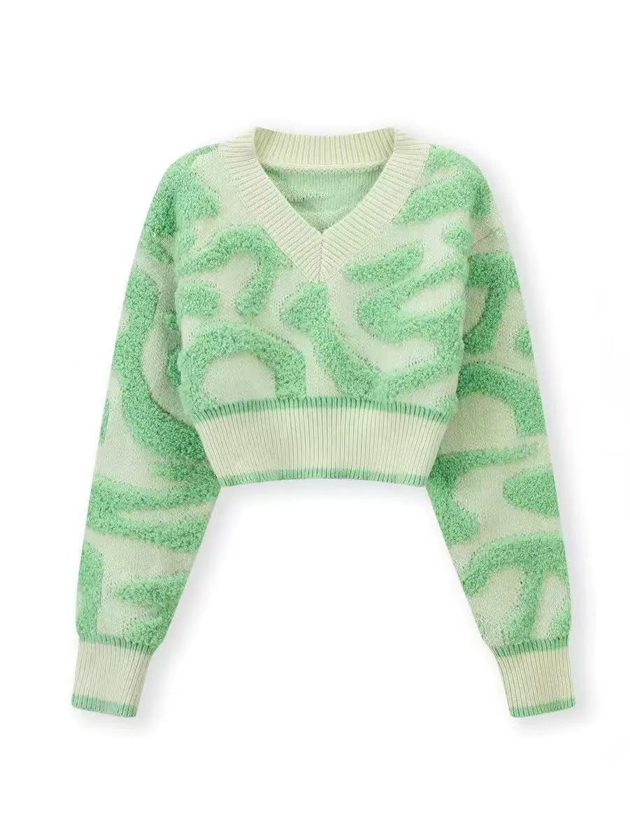 Sweet and Stylish High-Waisted V-Neck Knit Top for Women