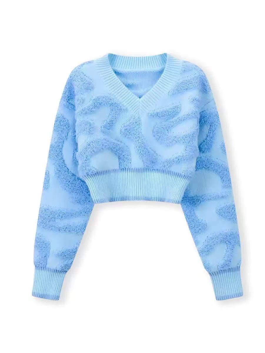 Sweet and Stylish High-Waisted V-Neck Knit Top for Women