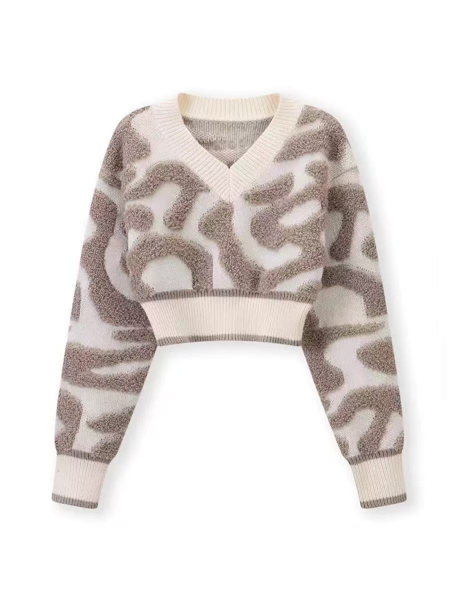 Sweet and Stylish High-Waisted V-Neck Knit Top for Women