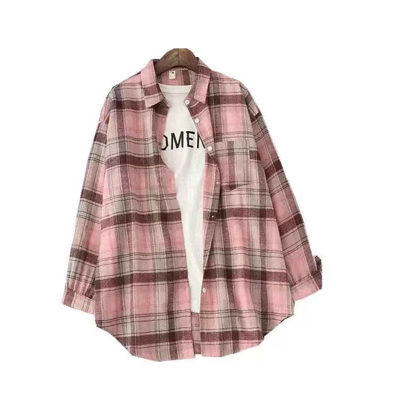 Women’s Plaid Collared Shirt, Long Sleeve with Pocket