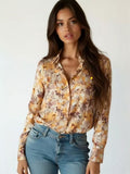 Women’s Casual Floral Print Shirt, Long Sleeve Top