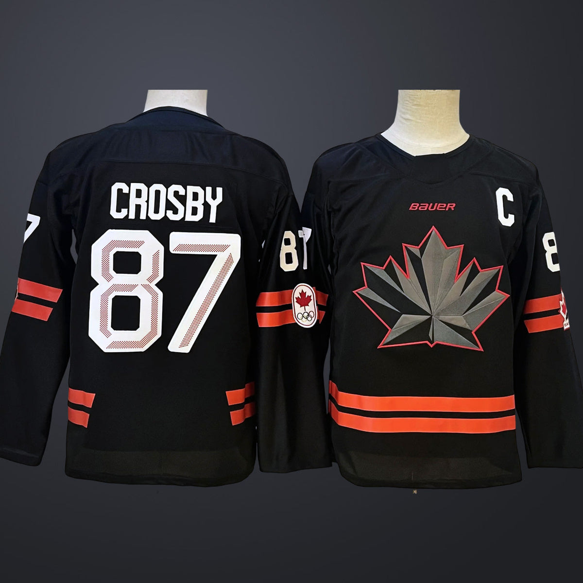 Youth Hockey Canada #87 Sidney Crosby Black 2026 Olympic Stitched Jersey “C” Patches