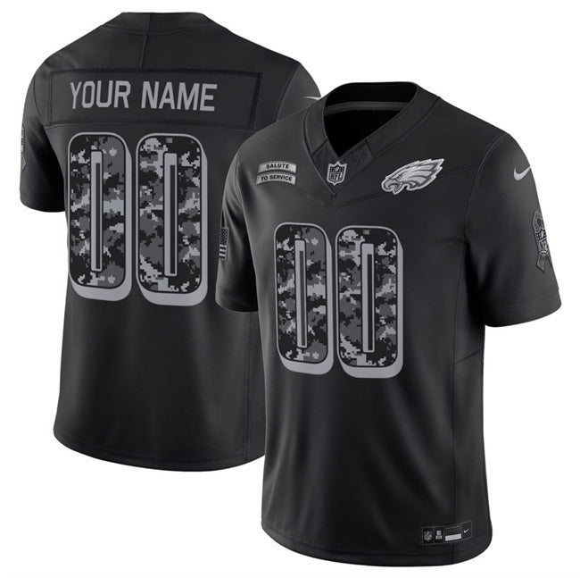 Custom Men/Women/Youth Philadelphia Eagles 2026 Salute to Service Black Limited Stitched Jersey