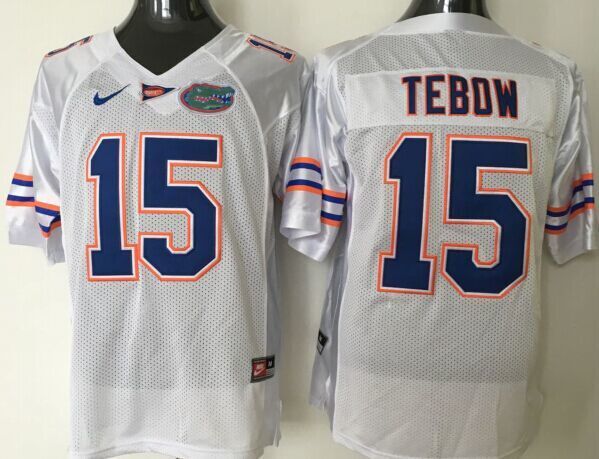 Florida Gators #15 TEBOW White Stitched Jersey