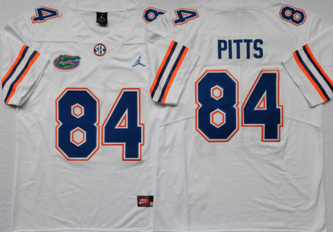 Florida Gators White #84 PITTS Stitched Jersey