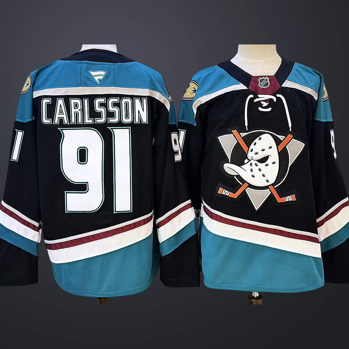 Men’s Anaheim Ducks #91 Carlsson BlackTeal  Stitched Jersey