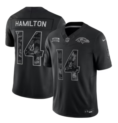 Men’s Baltimore Ravens #14 Kyle Hamilton 2026 Salute to Service Black Limited Stitched Jersey