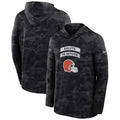 Men’s Cleveland Browns Black 2026 Salute to Service Sideline Lightweight Dri-FIT Long Sleeve Top Hoodie