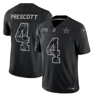Men’s Dallas Cowboys #4 Dak Prescott 2026 Salute to Service Black Limited Stitched Jersey