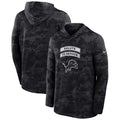 Men’s Detroit Lions Black 2026 Salute to Service Sideline Lightweight Dri-FIT Long Sleeve Top Hoodie