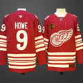 Men’s Detroit Red Wings #9 Gordie Howe Red 2025-26 With C Patch Centennial Premium Jersey