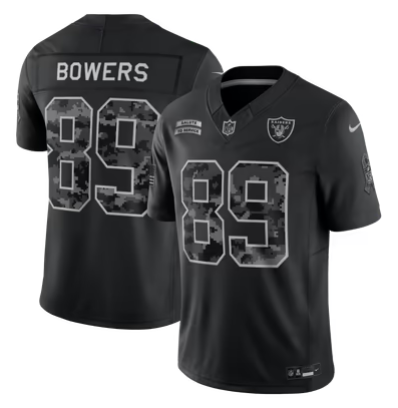 Men’s Las Vegas Raiders #89 Brock Bowers 2026 Salute to Service Black Limited Stitched Jersey