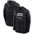 Men’s New England Patriots Black 2026 Salute to Service Sideline Lightweight Dri-FIT Long Sleeve Top Hoodie