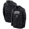 Men’s New Orleans Saints Black 2026 Salute to Service Sideline Lightweight Dri-FIT Long Sleeve Top Hoodie
