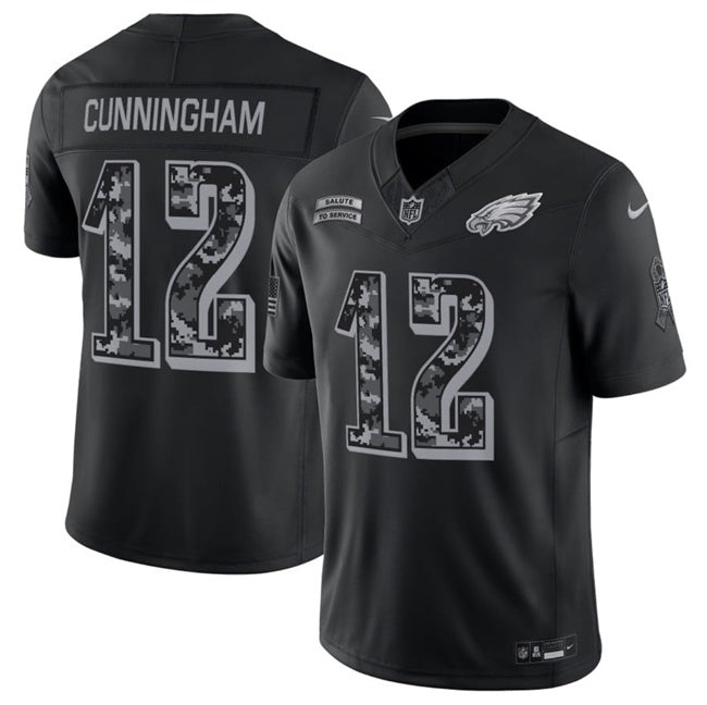 Men’s Philadelphia Eagles #12 Randall Cunningham 2026 Salute to Service Black Limited Stitched Jersey