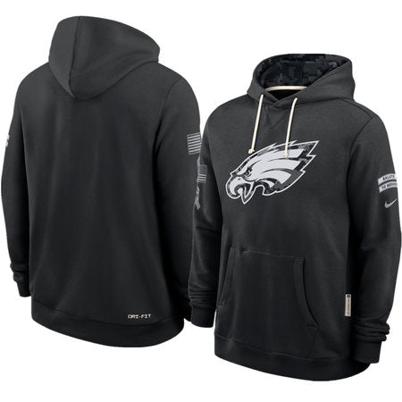 Men’s Philadelphia Eagles Nike Black 2026 Salute to Service Sideline Dri-FIT Pullover Hoodie