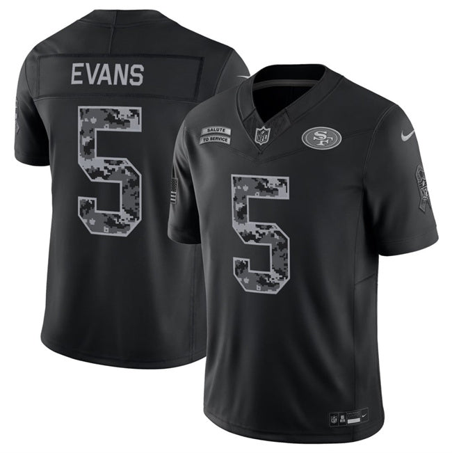 Men’s San Francisco 49ers #5 Mike Evans 2026 Salute to Service Black Limited Stitched Jersey