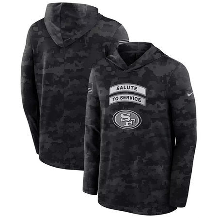 Men’s San Francisco 49ers Black 2026 Salute to Service Sideline Lightweight Dri-FIT Long Sleeve Top Hoodie