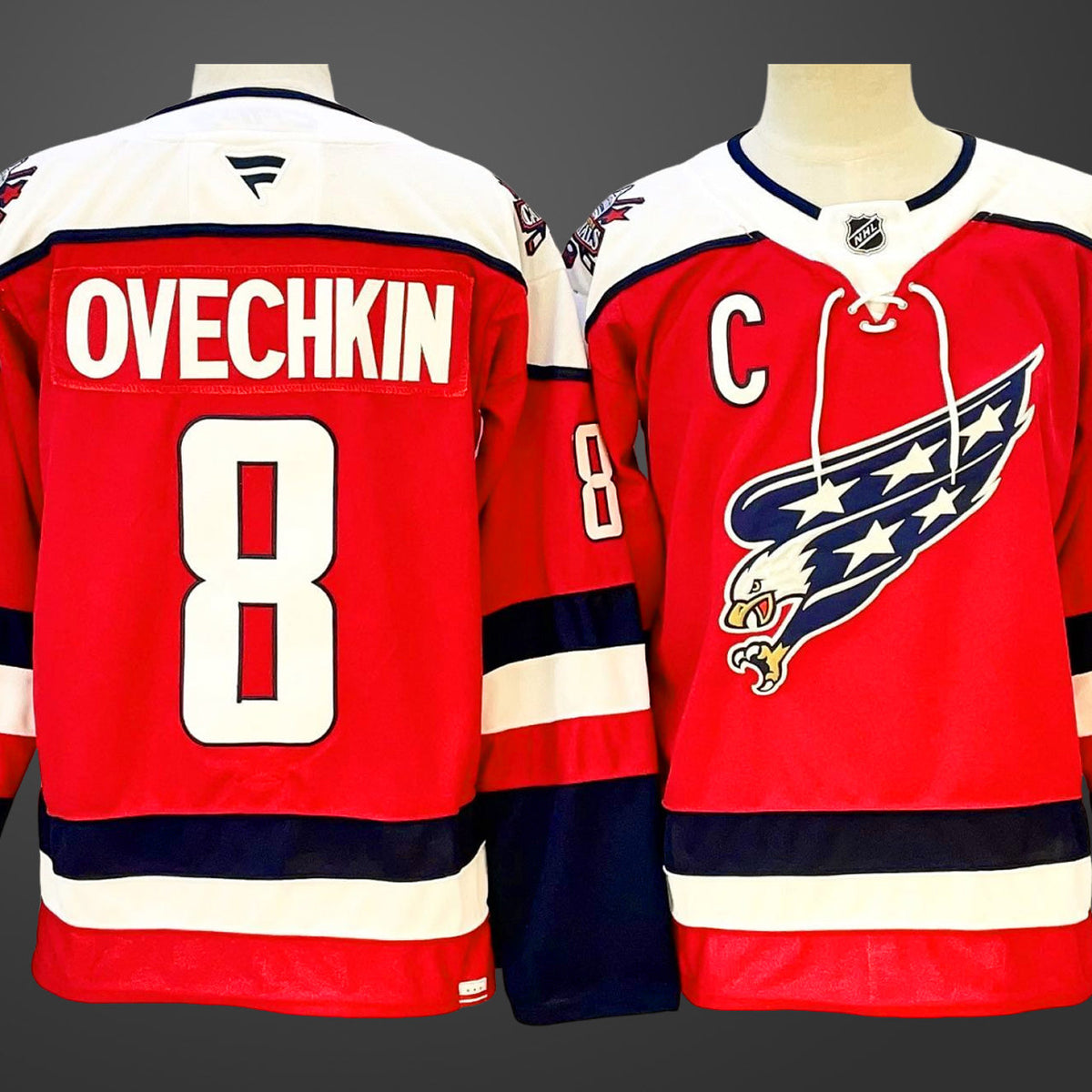 Men’s Washington Capitals #8 Alexander Ovechkin Red With C Patch Stitched Hockey Jersey