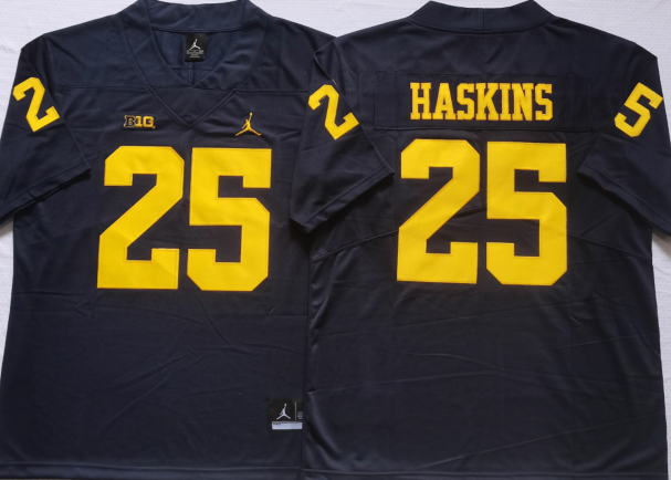 Michigan Wolverines Blue #25 HASKINS Stitched Jersey