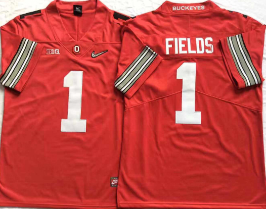 Ohio State Buckeyes Red #1 FIELDS Stitched Jersey