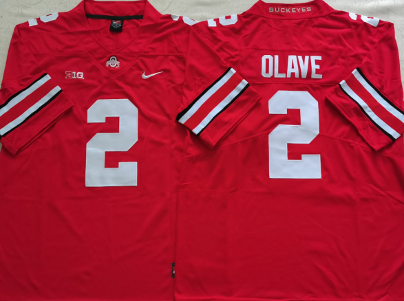 Ohio State Buckeyes Red #2 OLAVE Stitched Jersey