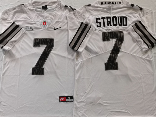 Ohio State Buckeyes White #7 STROUD Stitched Jersey