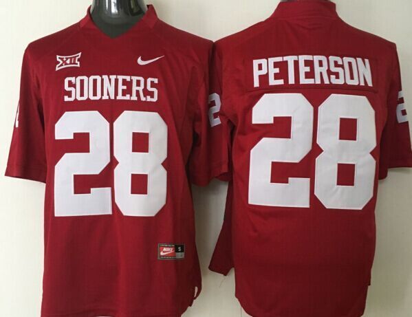 Oklahoma Sooners #28 Peterson Red Stitched Jersey