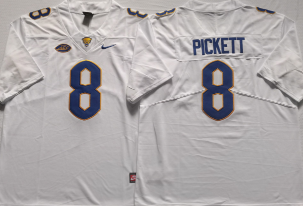 Pittsburgh Panthers White #8 PICKETT Stitched Jersey
