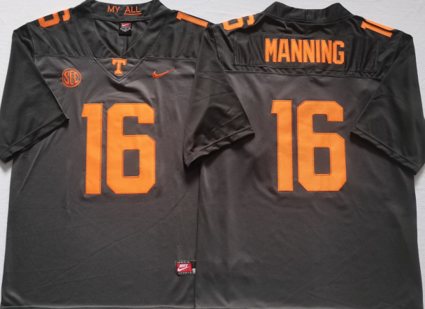 Tennessee Volunteers GRAY #16 MANNING Stitched Jersey