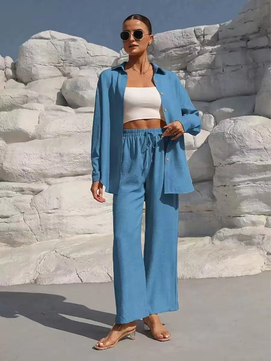 Plus Size Women’s Long Sleeve Cardigan Outfit, Solid Colo