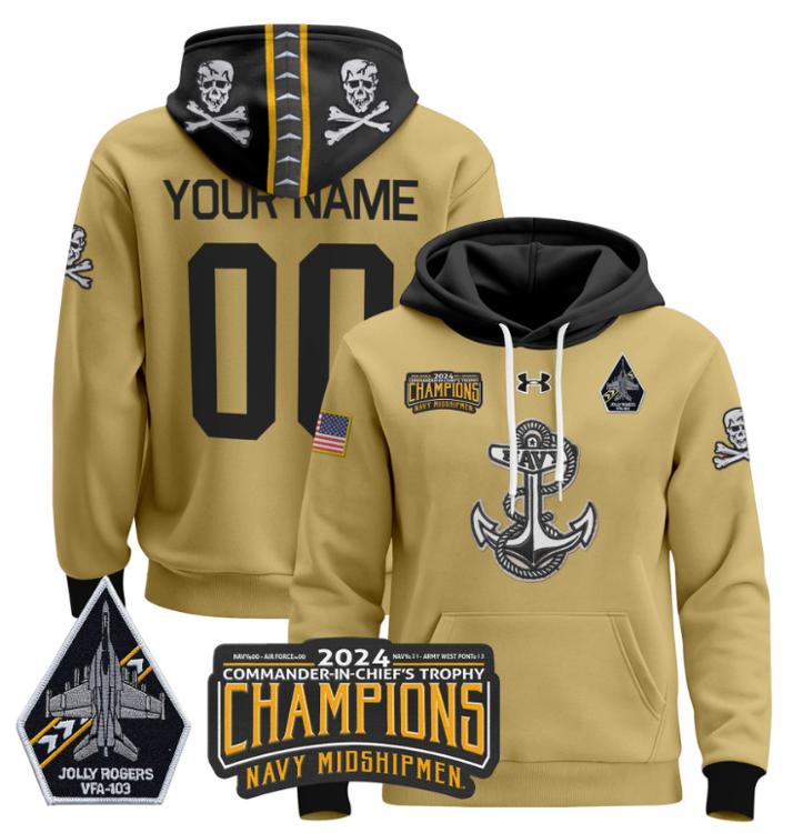 Unisex Custom Navy Midshipmen Football Hoodie All Stitched