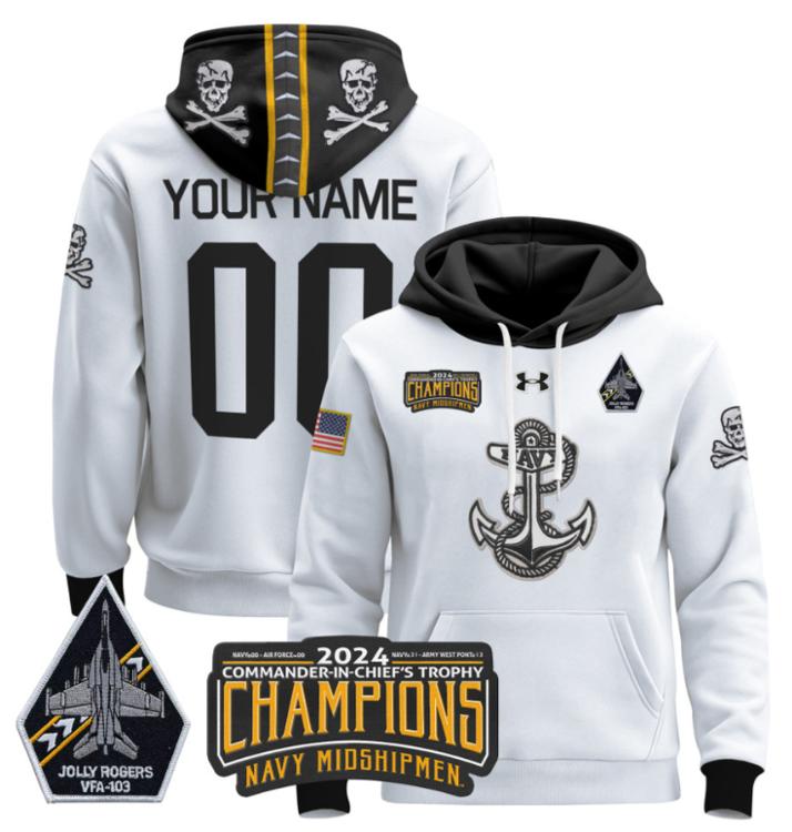 Unisex Custom Navy Midshipmen Football Hoodie All Stitched