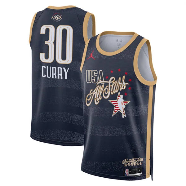 Golden State Warriors #30 Stephen Curry Navy 2026 NBA All-Star Game USA Stripes Swingman Jersey