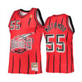Men Houston Rockets #55 Dikembe Mutombo Red Pinstripe Mitchell & Ness Hardwood Classics Reload 2.0 Jersey