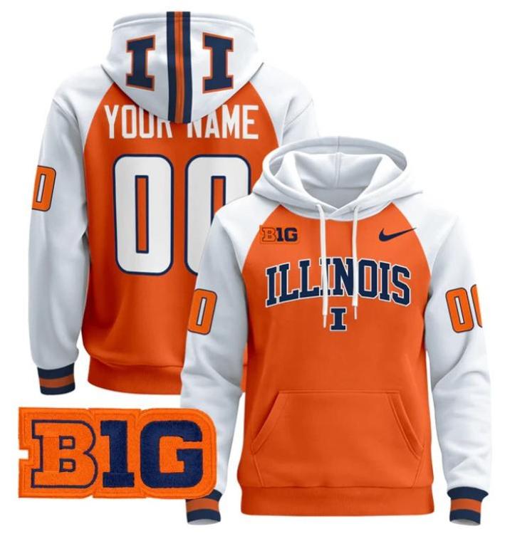 Unisex Custom Illinois Fighting Illini Football Hoodie All Stitched