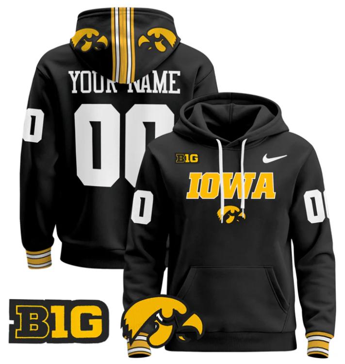 Unisex Custom Iowa Hawkeyes Football Hoodie All Stitched