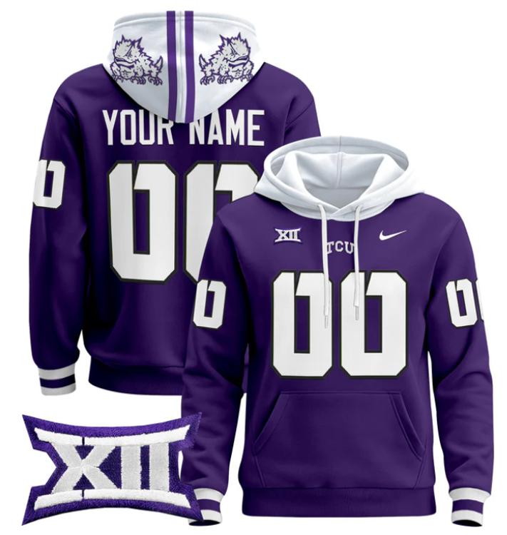 unisex custom TCU horned frogs hoodie all stitched