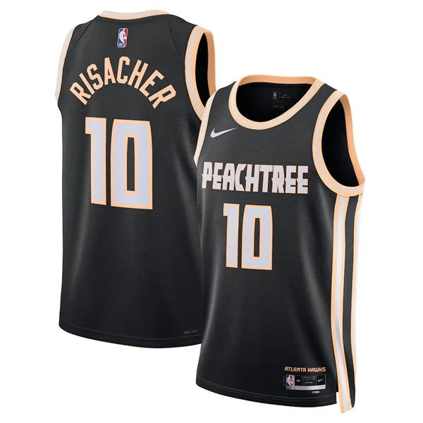 Mens Atlanta Hawks #10 Zaccharie Risacher Black 2025-26 City Edition Swingman Jersey