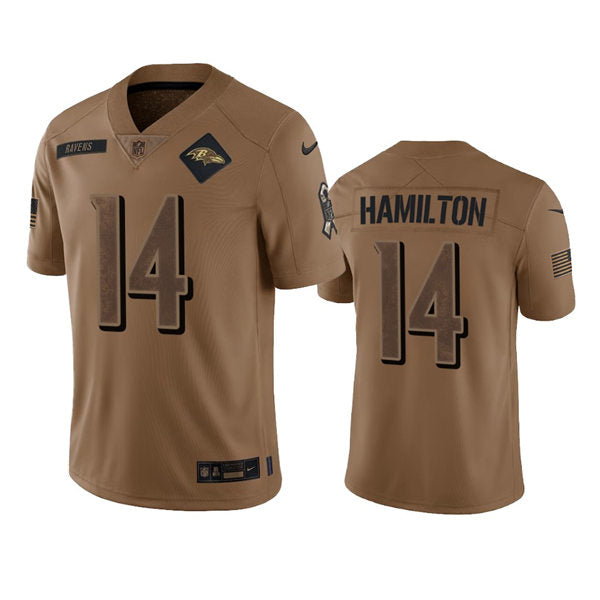 Men’s Baltimore Ravens #14 Kyle Hamilton Brown 2023 Salute To Service Limited Jersey