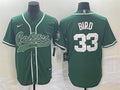 Mens Boston Celtics #33 Larry Bird Nike Kelly Green Baseball Jersey