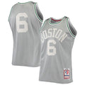 Men’s Boston Celtics #6 Bill Russell Mitchell & Ness Silver 1962-63 Hardwood Classics Jersey
