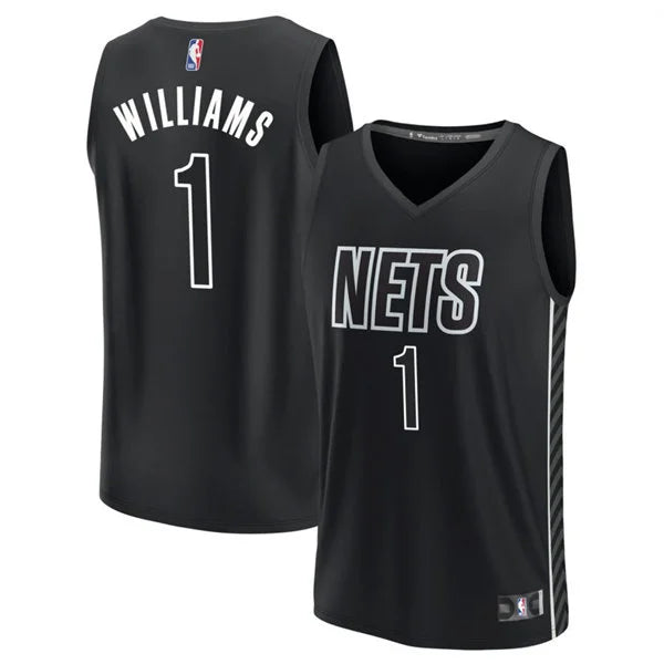 Mens Brooklyn Nets #1 Ziaire Williams Black Statement Edition Swingman Jersey