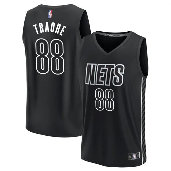 Mens Brooklyn Nets #88 Nolan Traore Black Statement Edition Swingman Jersey