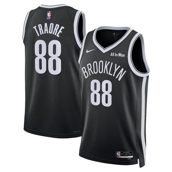 Mens Brooklyn Nets #88 Nolan Traore Nike Black Icon Edition Swingman Jersey