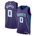 Men’s Charlotte Hornets #0 Miles Bridges Purple Statement Edition Swingman Jersey